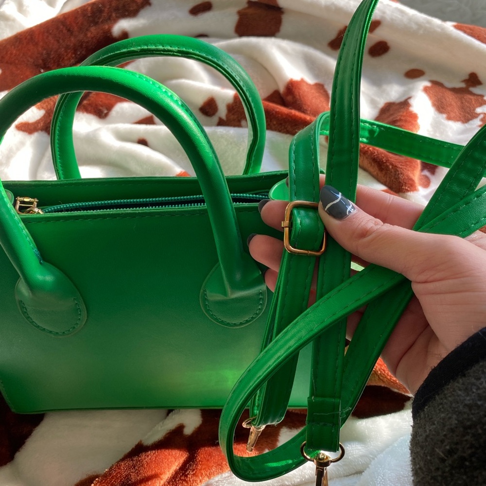 🖤5/$20 Bright Green Mini Tote Crossbody Bag - Picture 5 of 11